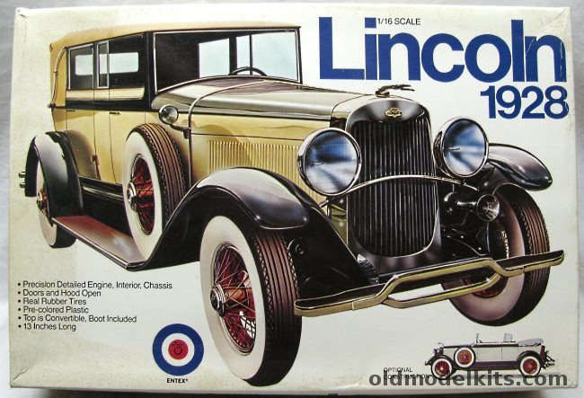 Entex 1/16 1928 Lincoln Convertible or Sedan (Deitrich body), 8203 plastic model kit